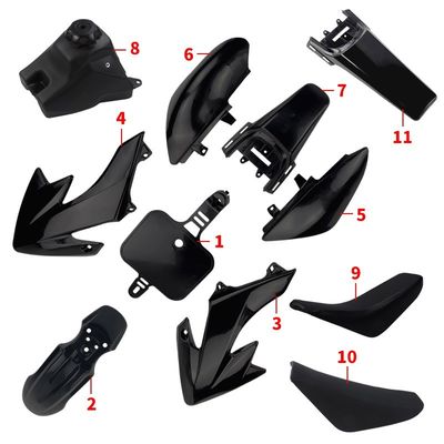 CRF50 Pièces en plastique Ensemble de carrosserie noire ou blanche Kit de carrosserie Gardiens de la boue Fenders personnalisés
